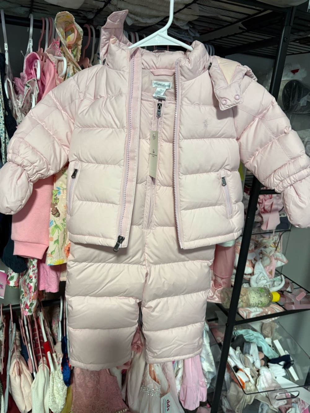 BRAND NEW - Ralph Lauren Light Pink Puffer Snowsuit (2-Piece) 12M